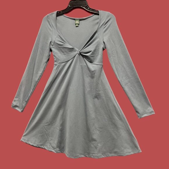 Wild Fable - Women's Long Sleeve Twist - Front Mini Knit Skater Dress - Gray - M - Picture 14 of 14